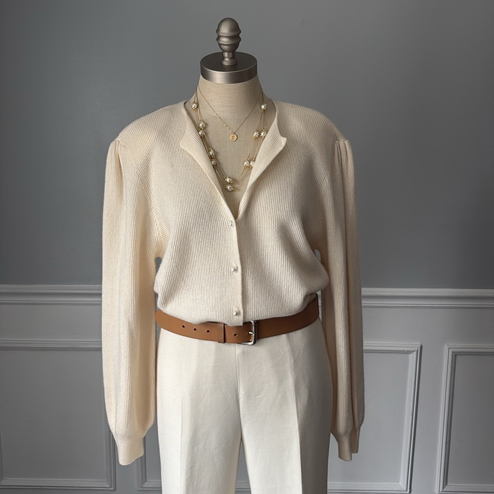 Adele Joyce Wool Blend Cardigan with Pearl Buttons